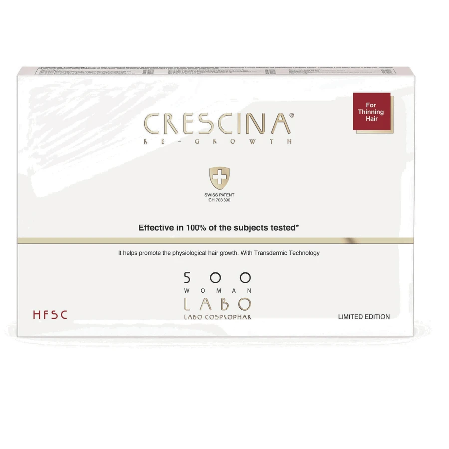 Trattamento intensivo per la crescita dei capelli 500 Donna Crescina Re-Growth, 5 fiale, Labo