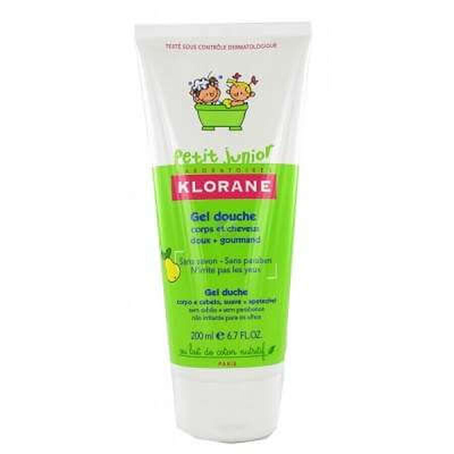 Gel de duș cu aromă de pere Klorane Junior, 200 ml, Pierre Fabre