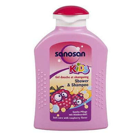 Duschgel und Shampoo für Kinder mit Himbeergeschmack, 200 ml, Sanosan