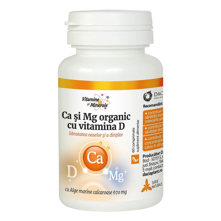 Bio-Kalzium und Magnesium mit Vitamin D, 60 Tabletten, Dacia Plant
