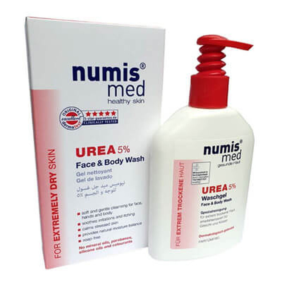 Gel de spalare dermatocosmetic cu uree 5% pentru piele uscata si foarte uscata, 200 ml, NumisMed