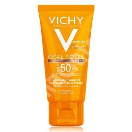 Gel-fluid hidratant intensificator al bronzului pentru fata SPF 50 Ideal Soleil, 50 ml, Vichy