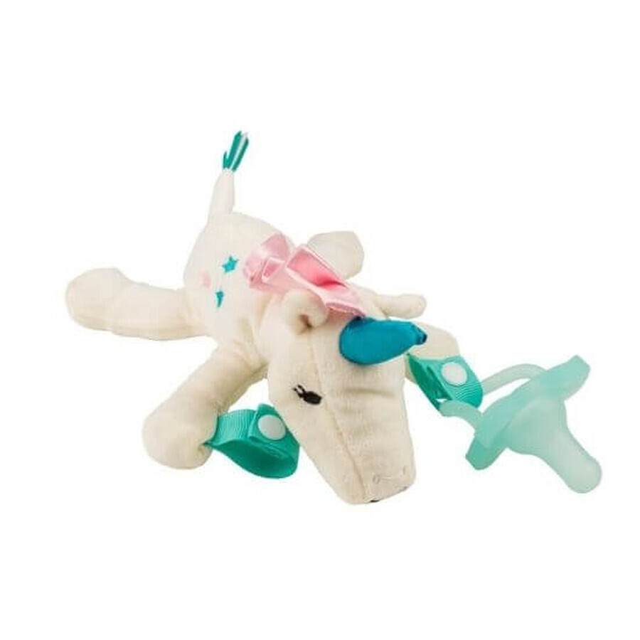 Jucarie unicorn lovey+suzeta din silicon, verde, 0-6 luni, Dr Browns