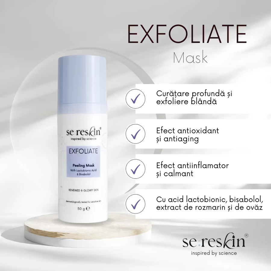 Exfoliërend gezichtsmasker met lactobionzuur en keoline, 50 g, Se:Reskin