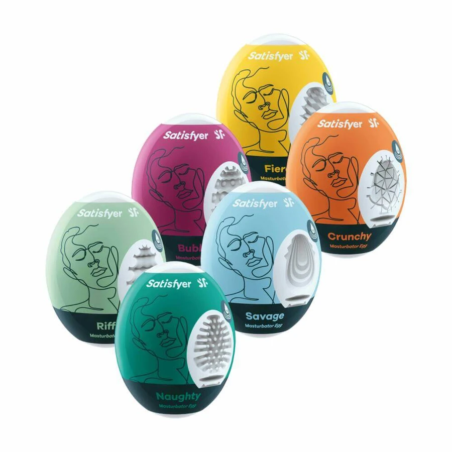 Satisfyer masturbatie eierenset Riffle + Bubble + Fierce + Naughty + Crunchy + Savage