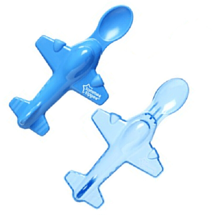 Lingurițe Avion Blue, 2 buc, +4 luni, Tommee Tippee