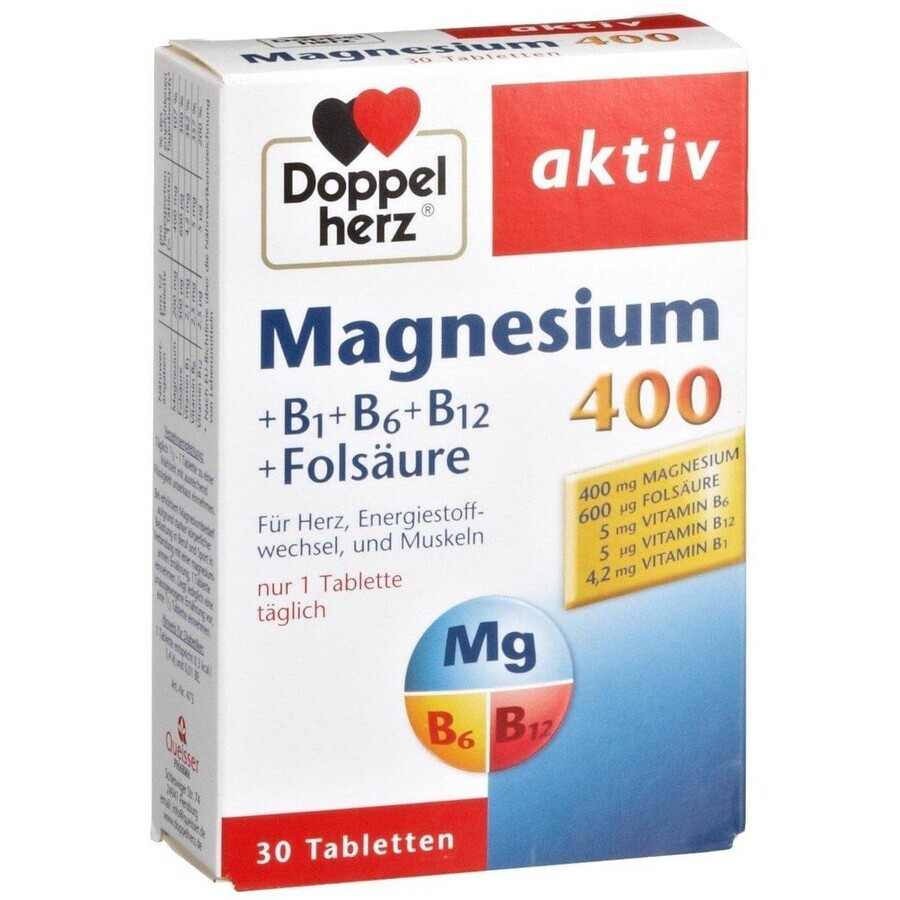 Doppelherz Aktiv Magnesium 400 + B1 + B6 + B12 + Folsäure Tabletten, Queisser Pharma Bewertungen