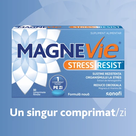 MagneVie Stress Resist with Ashwaghanda 80mg + 60 mg magnesium + 1.4mg vitamin B6, nervous system and stress resistance, 4x30 tablets