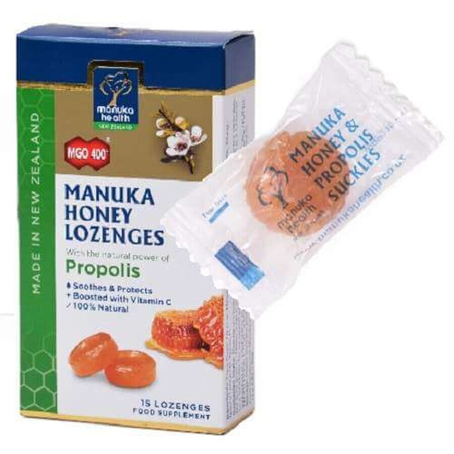 Manuka MGO400 și propolis bomboane, 15 buc, Manuka Health