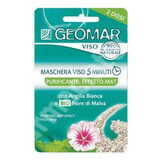 Mască de față cu argilă albă și nalbă Bio, 2x7.5 ml, Geomar