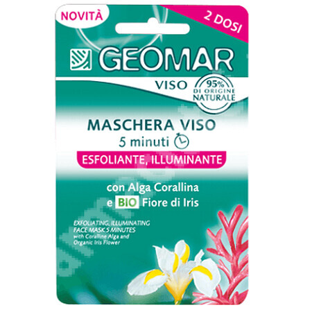 Masca de fata exfolianta si iluminatoare Alge si Iris, 2 x 7.5 ml, Geomar