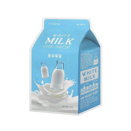 Mască facială pentru hidratare White Milk, 21 g, Apieu