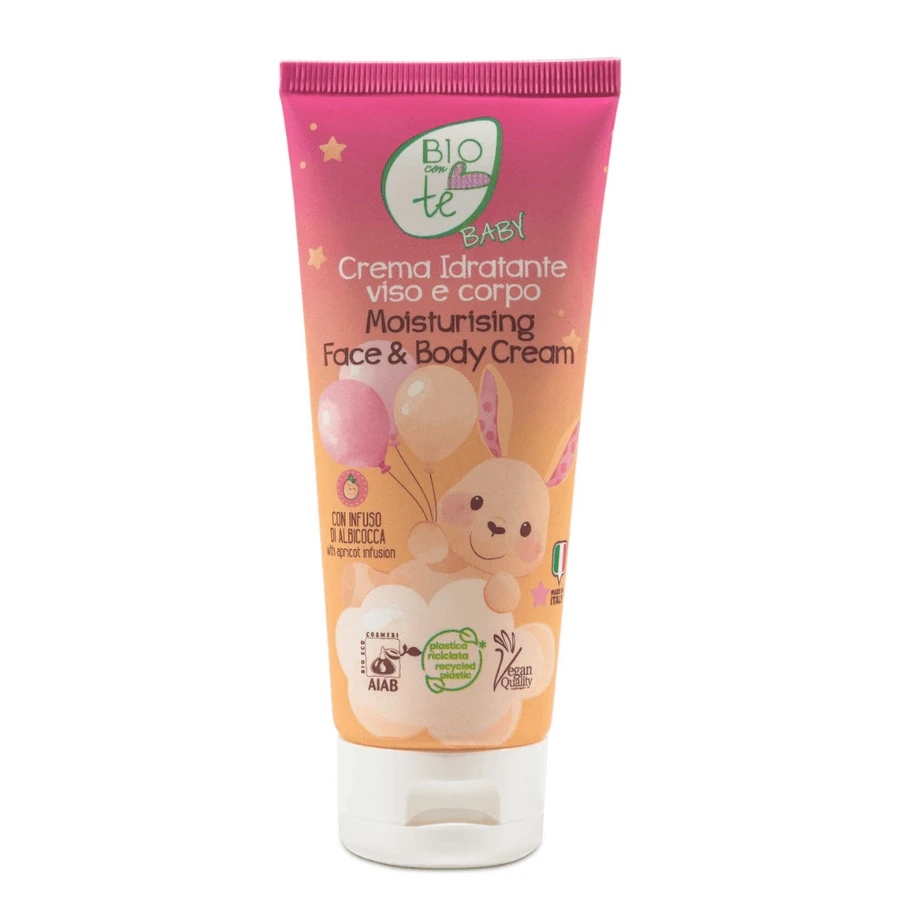 Biologische hydraterende gezichts- en lichaamscrème met abrikozeninfusie Baby, 100 ml, Bioconte