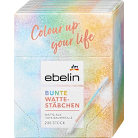 ebelin Colored cotton buds in a box, 200 pcs