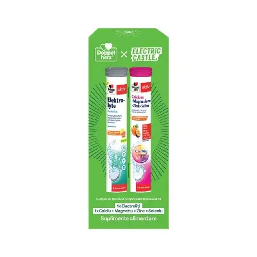 Pack Elektrolyte + Calcium + Magnesium + Zink + Selen, 15 + 15 Brausetabletten, Doppelherz x Electric Castle