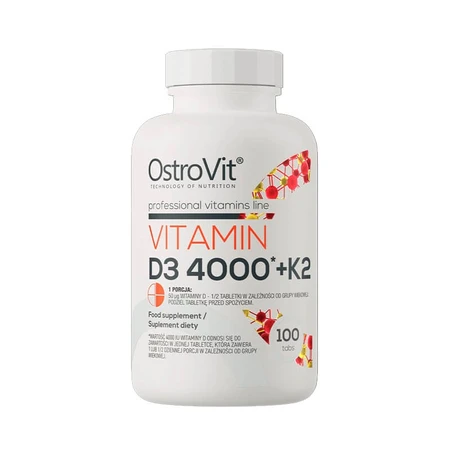 Vitamin D3 4000 IU şi Vitamina K2, 100 tablete, OstroVit   