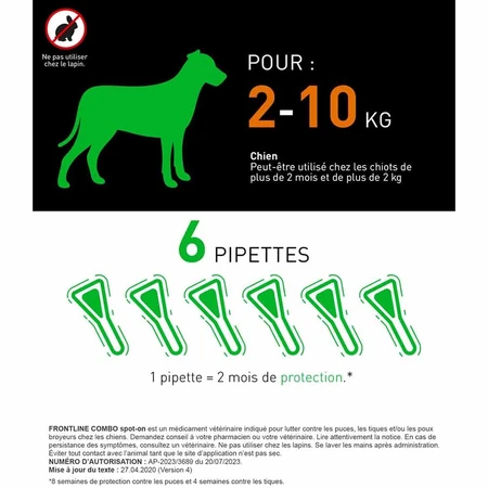 Frontline Combo spot-on dog S from 2-10 kg 6 0.67 ml pipettes