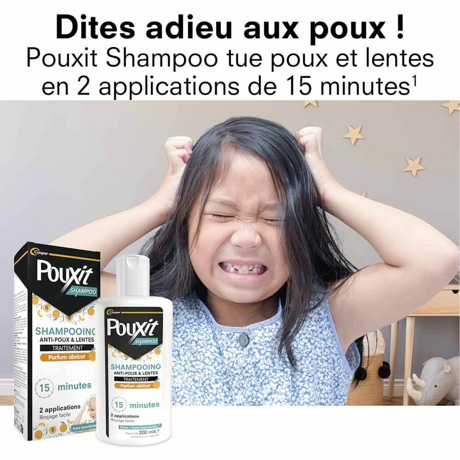 Pouxit Shampoo per il trattamento degli Anti-pidocchi e delle Unghie Profumo di albicocca 100ml