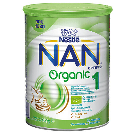 Nan 1 Organic Optipro Formula de lapte de inceput, +0 luni, 400 g, Nestle