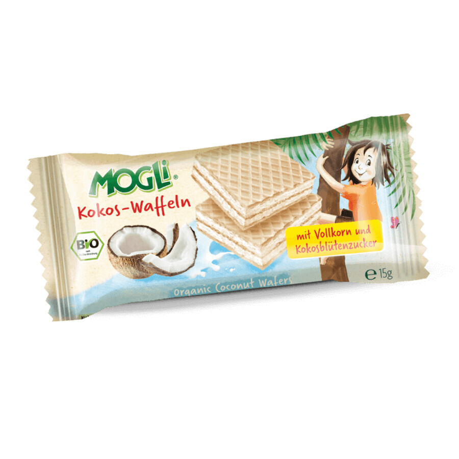 Napolitane Eco cu crema de cocos, 15 g, Mogli