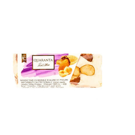 Nugat bar cu migdale si alune de padure, 50 gr, Quaranta