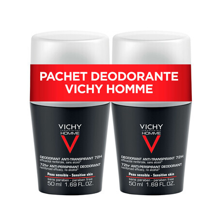 Ofertă Pachet Homme Deo Roll-on 72 h pentru bărbați 50 ml, 2 la pret de 1, Vichy