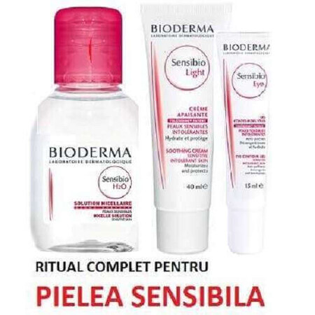 Ofertă Pachet Sensibio Legere 40ml, Contur de ochi 15ml și Soluție micelară H2O 100ml, Bioderma