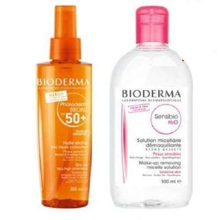 Ofertă Pachet Ulei Bronzant - Photoderm Bronz Brume SPF50, 200ml și Loțiune micelară - Sensibio H2O, 500 ml, Bioderma