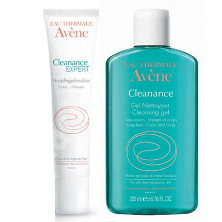 Pachet Emulsie imperfecțiuni Avene Cleanance Expert, 40 ml și Cadou Gel de curățare Avene Cleanance, 200 ml, Pierre Fabre