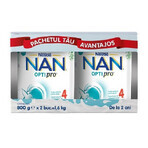 Pachet Formulă de lapte Premium Nan 4 Optipro, 2x 800 gr, Nestlé