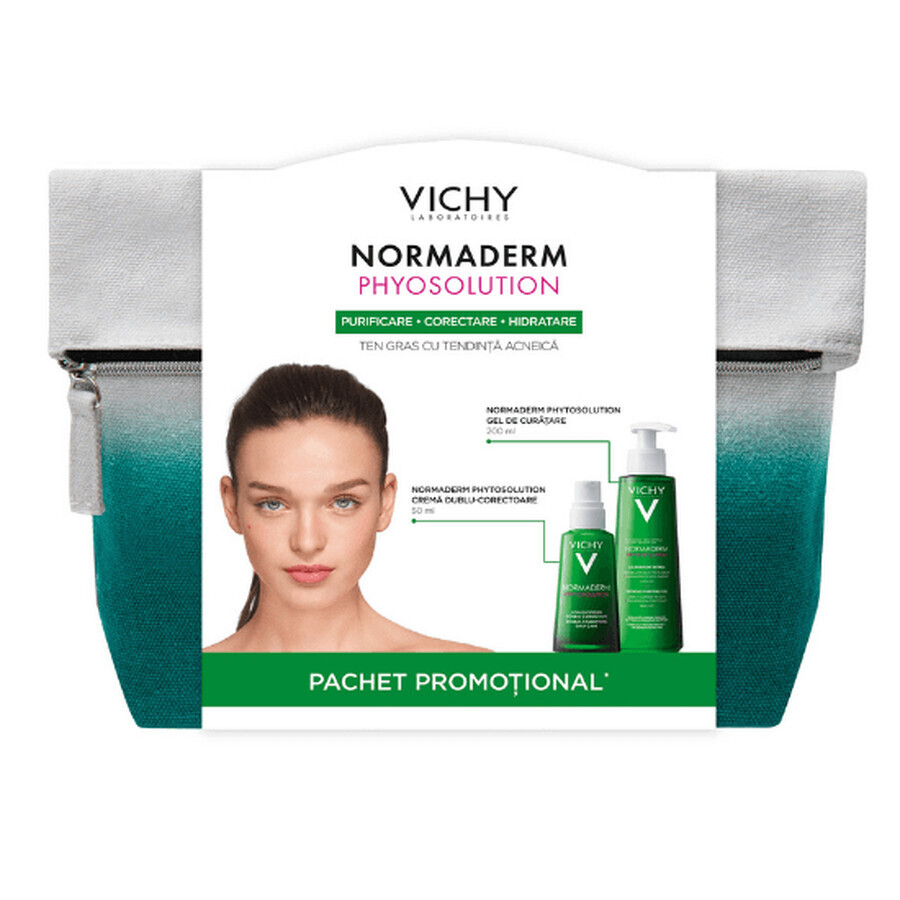 Pachet Normaderm Phyosolution Crema de zi 50ml + Gel de curatare purifiant 200ml, Vichy