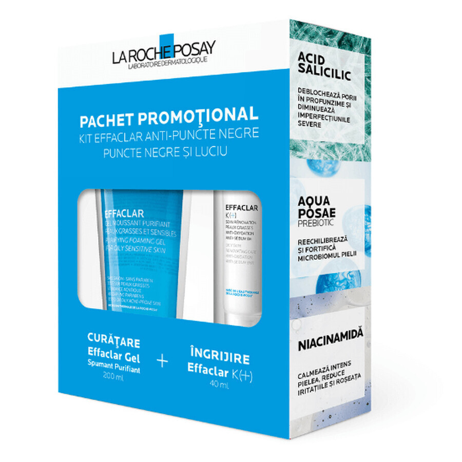 Pachet Promotional Effaclar gel spumant 200ml + crema ten gras 40ml, La Roche Posay