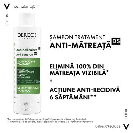 Antiroosshampakket voor normaal en vet haar, Dercos, 2 x 200 ml, Vichy