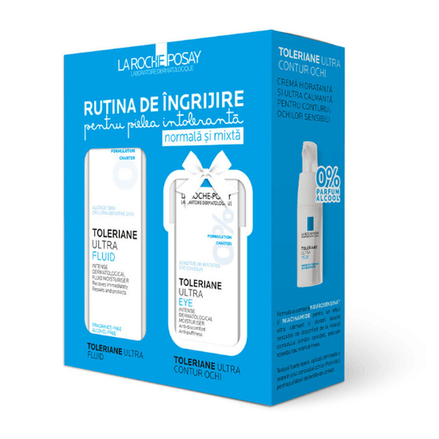 Pachet Toleriane Ultra Fluid pentru piele normala si mixta, 40ml + Contur ochi sensibili Toleriane Ultra Eye, 20ml, La Roche Posay