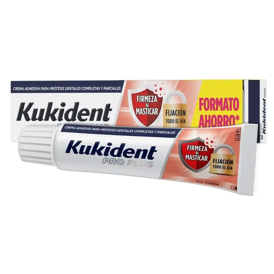 Kukident PRO PLUS smaakvrij kauwen sterkte besparing formaat 57g
