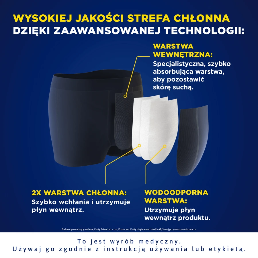 Tena Men Protective Boxer, boxeri reutilizabili pentru incontinență ușoară, negru, mărimea XL, 1 buc
