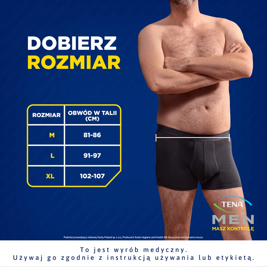 Tena Men Protective Boxer, boxeri reutilizabili pentru incontinență ușoară, negru, mărimea XL, 1 buc