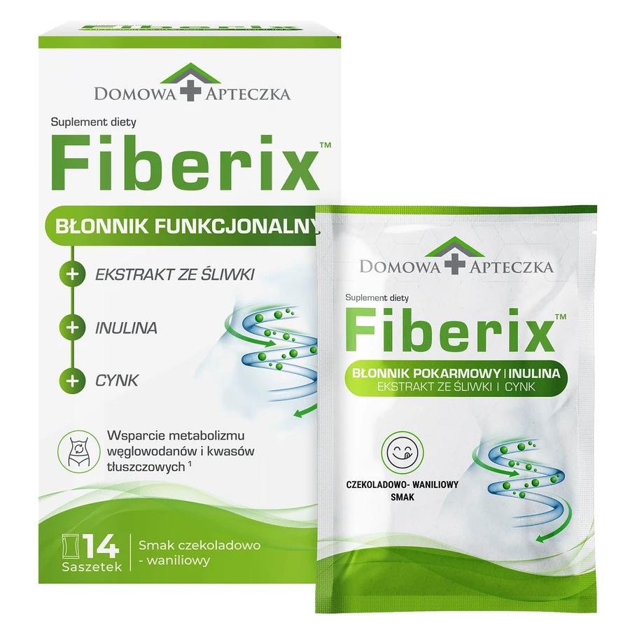 Fiberix, Schokoladen-Vanille-Geschmack, 14 Portionsbeutel