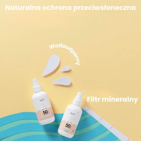 Naif Baby & Kids, mineralny spray przeciwsłoneczny dla dzieci i niemowląt, od urodzenia, SPF 50, nieperfumowany, 100 ml: ceny i cechy