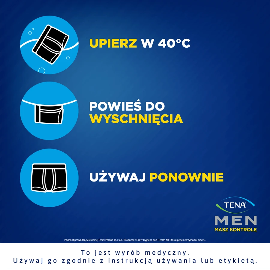 Tena Men Protective Boxer, wiederverwendbare Boxershorts bei leichter Inkontinenz, schwarz, Größe M, 1 Stück