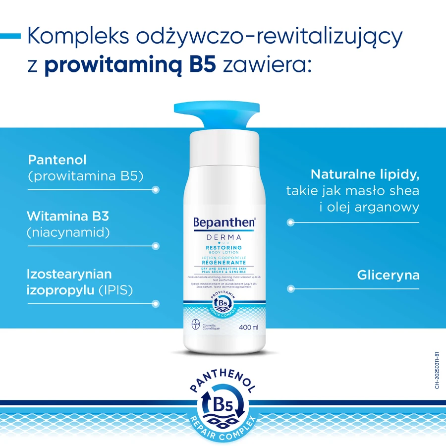 Bepanthen Derma Restoring, loțiune de corp hidratantă și revitalizantă, 400 ml