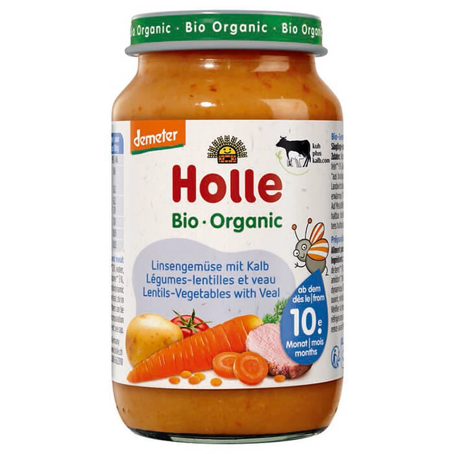 Holle Bio Gericht, Linsen und Gemüse mit Kalbfleisch, ab 10 Monaten, 220 g