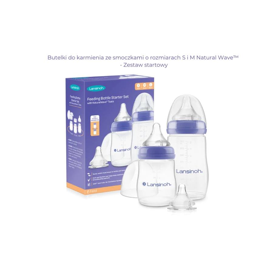 Lansinoh, kit de pornire, biberoane cu tetine NaturalWave