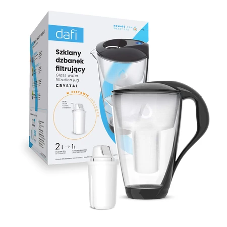Dafi Crystal Led, Glasfilterkanne, schwarz, 2 l + Classic-Filter, 1 Stück