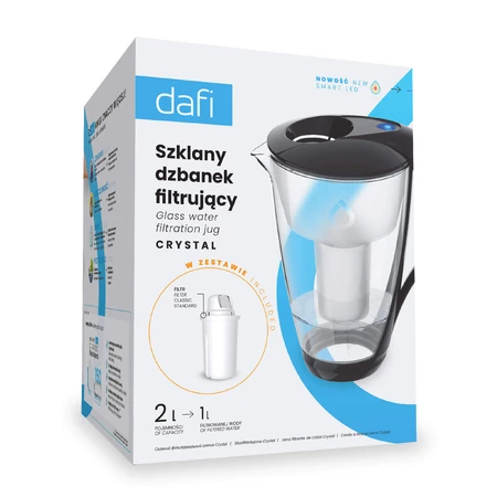 Dafi Crystal Led, Glasfilterkanne, schwarz, 2 l + Classic-Filter, 1 Stück