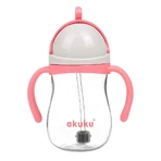 Acuk, straw bottle with weight, pink, 280 ml