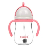 Acuk, straw bottle with weight, pink, 280 ml