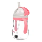 Acuk, straw bottle with weight, pink, 280 ml