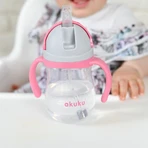 Acuk, straw bottle with weight, pink, 280 ml