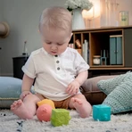 Sophie Giraf So'pure, set bijtringen, gekleurde balletjes en blokjes, vanaf 3 maanden, 4 stuks